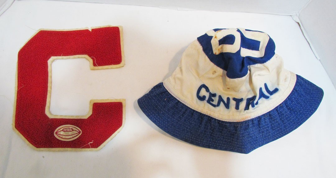 Central High School Vintage Chenille Varisty Letter + 1985 Cloth Hat Phila. Pa