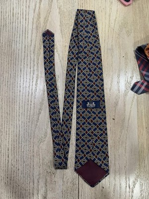 Stanford Executive Men s Silk Necktie, Geometric Diamond, Blue, Burgundy, USA