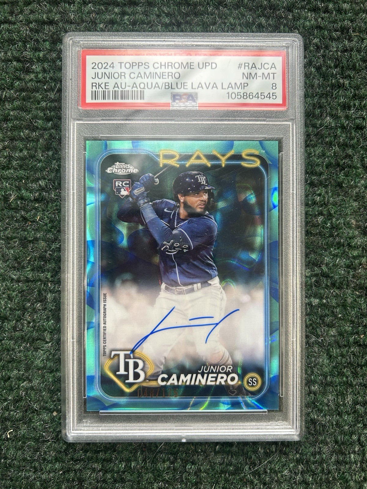 2024 TOPPS CHROME UPDATE JUNIOR CAMINERO RKE AU-AQUA/BLUE LAVA LAMP AUTO /175