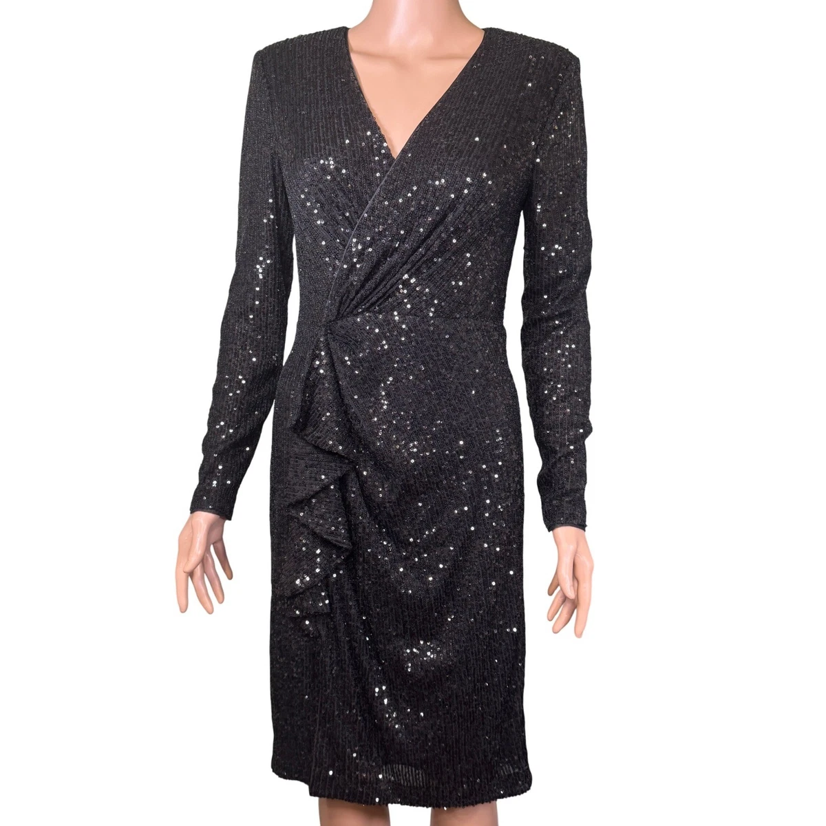 eliza j sequin wrap dress Eliza J Sequined Wrap Gown