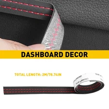 Red PU Leather Car Dashboard Decor Line Strip Sticker Trim Moulding Accessories