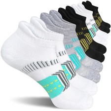 Womens Athletic Cushioned Anti-Blister Comfort Running Ankle Socks 5 Pairs