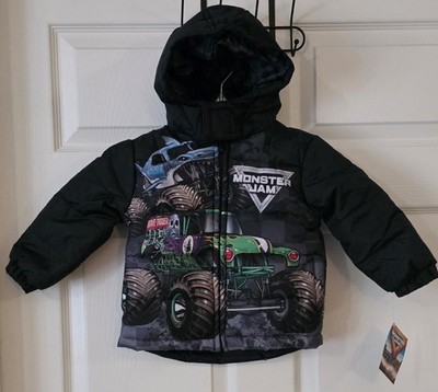Monster Jam Boys Zip Up Puffer Jacket to Grave Digger El Toro Loco Megalodon 2T