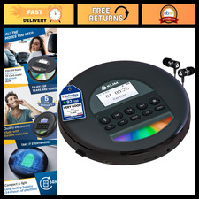 Portable CD Player with Bluetooth, FM Radio, Long Battery Life, Compact Design