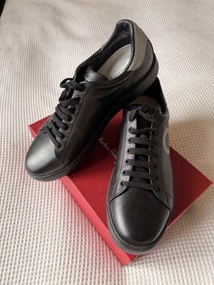 Ferragamo Gancini Sneaker Herren Gr. 12 Schwarz Leder Neu OVP 0753088