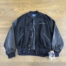 Black Holloway Vintage  Continental Leather varsity Jacket Brand New Size XL