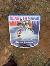 Vintage Bud Light Beer NHL Hockey Sign Tin Metal USA 29”x29” Budweiser 1998
