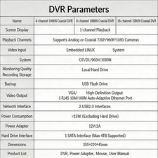 Image of 8 Channel Sound Coaxial Motion Detection DVR Video Recorder Video