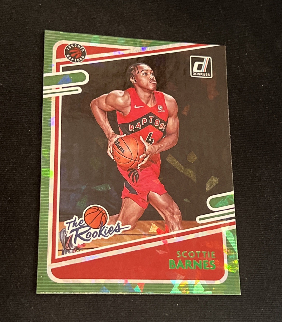 2021-22 Panini Donruss The Rookies Holo Green Ice Scottie Barnes #4 RC Raptors