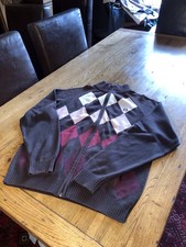 Men s Fred Perry Zipper Top Medium VGC Brown Cotton