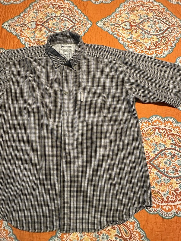 Columbia XCO Shirt Mens Medium Green Plaid Short Sleeve Button Up