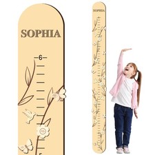 Kids Growth Height Chart for Wall 63" x 5.5" Wood Height Ruler Wall Measureme...