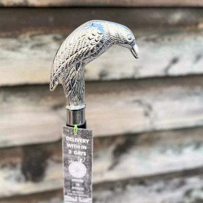 Exquisite Foldable Black Wooden Walking Stick with Silver Raven Handle