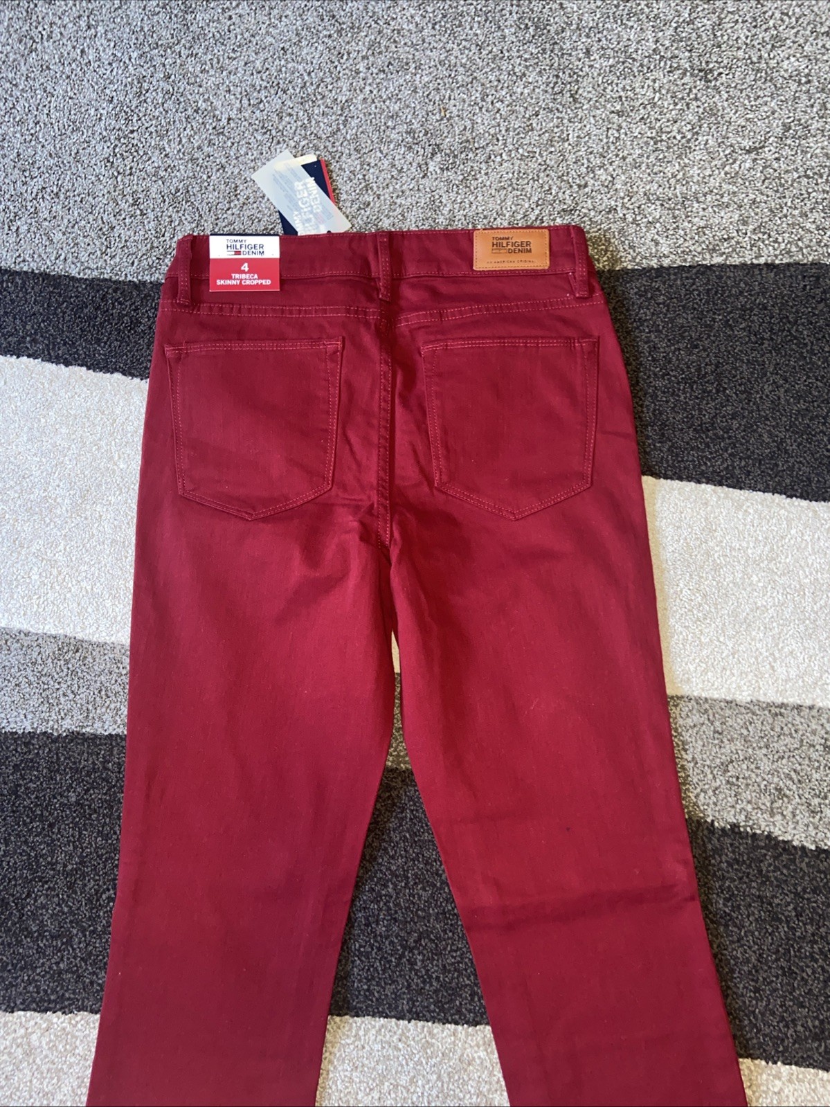 TOMMY HILFIGER Womens Tribeca Skinny Cropped Jeans Red Sz 4 NEW thumbnail 7