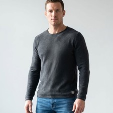 Jack  Jones Grey Textured Crew Neck Sweater Men's XL 100 Cotton