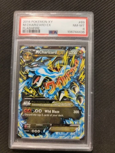 Pokemon Mega M Charizard EX 69/106 XY Flashfire Holo Foil Rare Graded PSA 8 NM