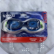 New Speedo Adult Boomerang Fitting Swim Goggles - Blue Cobalt, Ages 14  Adjusts