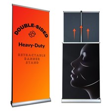Double Sided Retractable Roll Up Banner Stand 33" x 80" Aluminum Trade Show Disp