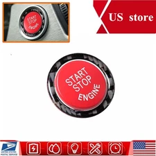 Red Engine Start Stop Button Switch Trim Cover + Black Ring For BMW 3/5 Series