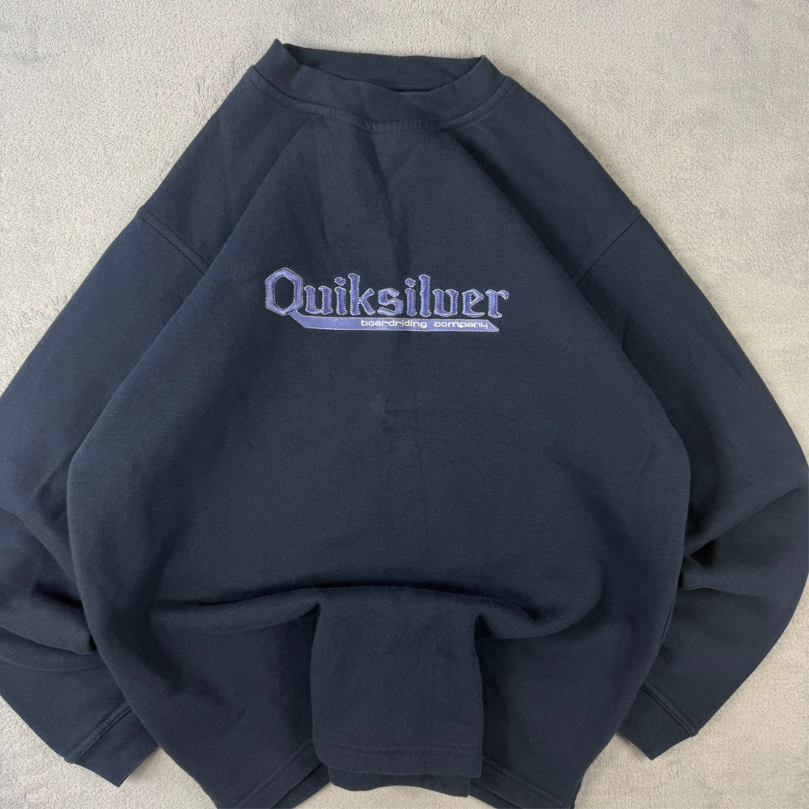 Vintage Quiksilver 2000's Y2K Surf Navy Blue Spellout Size Large Sweatshirt image 3