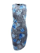 Guess Women's Mesh Striped Bodycon Dress (8, Blue)