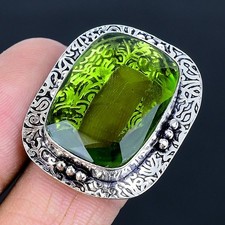 Peridot Handmade 925 Sterling Silver Jewelry Ring US Size 7.5