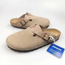 Birkenstock Boston Clogs in Taupe Suede Soft Footbed Unisex Shoes US 6-12