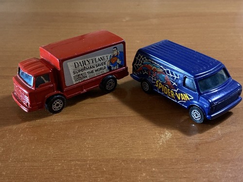 1977 Corgi Juniors, set of 2: Spider-Man Spider-Van & Superman Daily planet