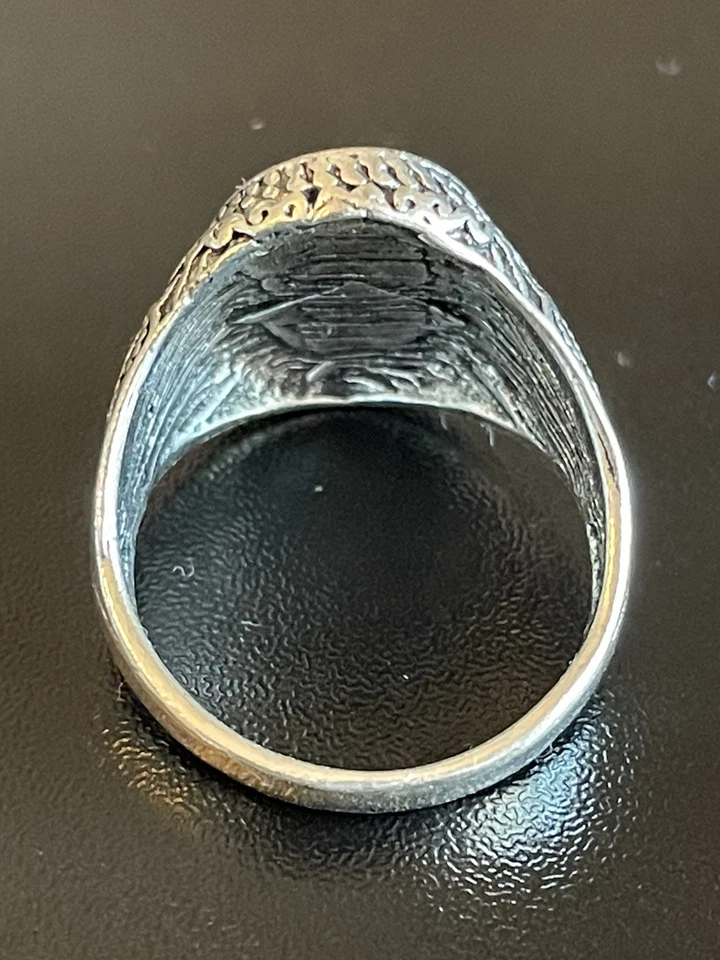 Овальный черный обсидиан драгоценный камень S925 серебро покрытием мужчин женщин кольцо размер 8,5 - Изображение 4 из 4