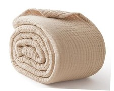 100 Cotton King Size Blankets for Bed 108" x 90", King 108" x 90" 01 - Beige