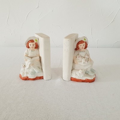 Buchstützen / Buchhalter / Figuren  Frau Katzen / Handbemahlt / VTG, J&G Griebel