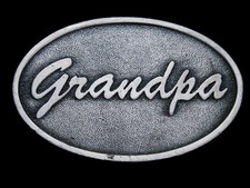 UB15131 VINTAGE 1978  GRANDPA  NOVELTY PEWTER BELT BUCKLE
