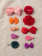Girls Hair Bow  Flower Clip Lot of 10 Colorful Barrettes Hair Accessories