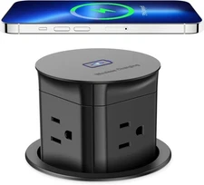 2 Pop Up Outlets with Wireless Chargers, 4 plugs each