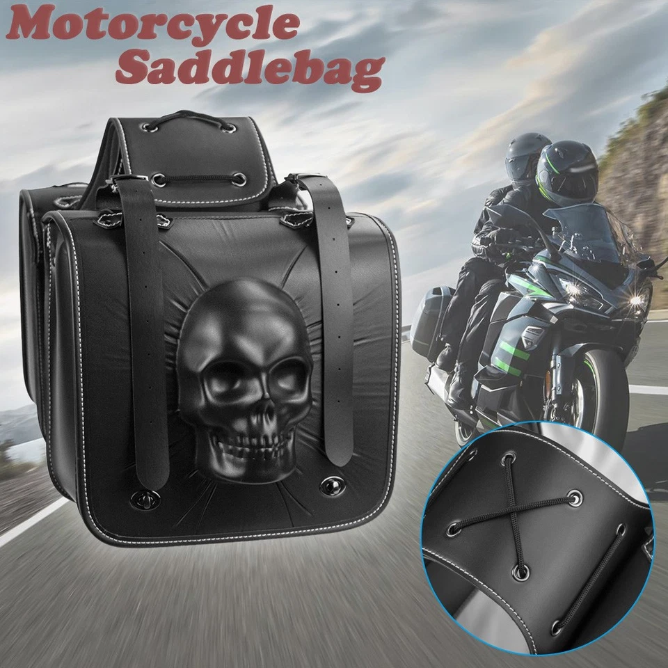 Motorcycle Saddle Bag Tool Side Bag Fit For Yamaha Virago XV400 XV535 Foto 2 de 4