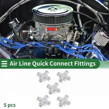 Push to Fittings 5/16" Equal Cross Air Line Quick Connector 5 Pcs White