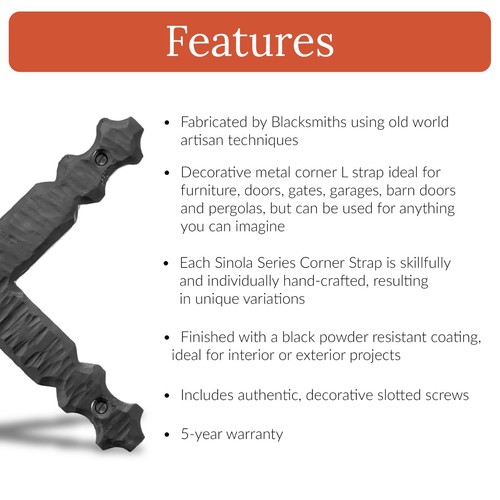 2 Pack 3.5" Decorative L Corner Bracket, Rustic Right Angle Bracket, Iron Brace - Picture 2 of 5