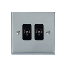 Hamilton 95TV2BL 2 Gang Non Isolated TV Socket Polished Chrome White 2 in 2 out