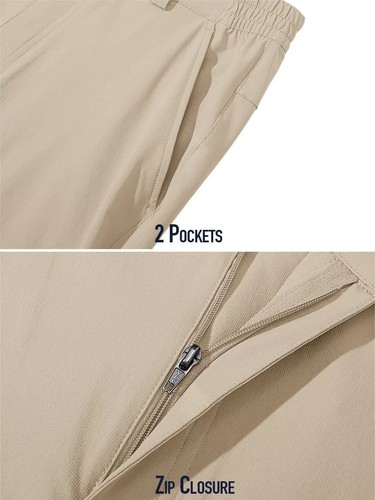 Herren leichte Wanderhose elastische Taille schnell trocknende Freizeit Arbeitshose - Bild 59 von 96