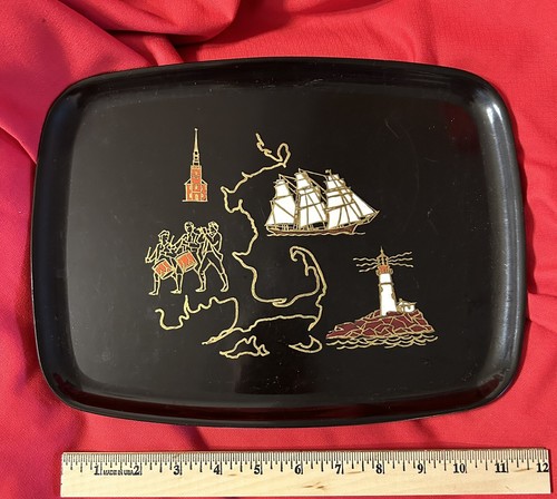 Couroc Bicentennial Tray - Old Ironsides, Old North Church, Lighthouse 1776