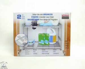 NEW-Seville-Classics-Under-The-Sink-Organizer-2-Tier-Adjustable-Shelves-Nickel