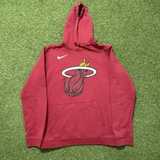 Nike Miami Heat Basketball Red Pullover Hoodie Big Logo NBA Sweatshirt Mens M