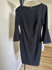 CALVIN KLEIN  MIDI DRESS, BLACK, SIZE 2 NEW