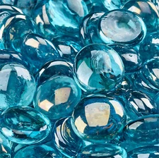 Tahitian Blue Semi Reflective- Fire Glass Beads for Indoor and Outdoor Fire Pits