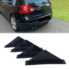 4 PCS Universal Rear Bumper Diffuser Shark Fin Spoiler Lip Splitter Glossy Black