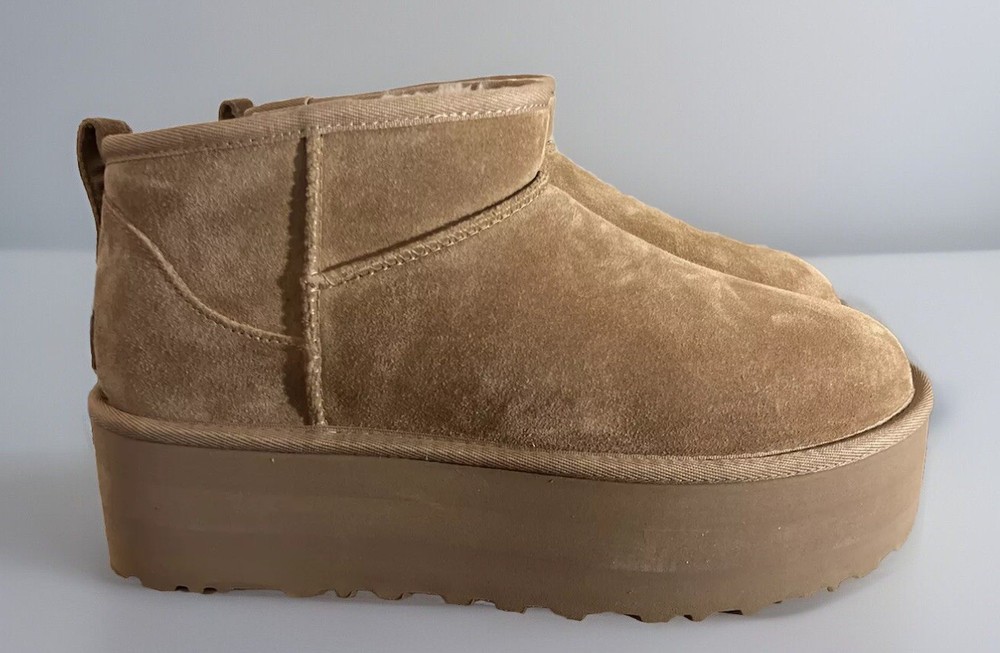 UGG Classic Ultra Mini Platform Boots Womens Size 10 Chestnut 1135092 Authentic