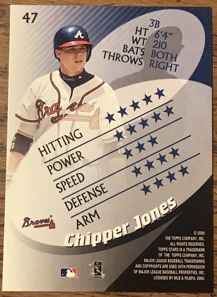 Chipper Jones 2000 Topps Stars Card #47 Atlanta Braves MLB HOF Free Shipping - Image 2 of 3