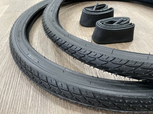 24x1.75 Black Bicycle Classic Thread 2 Tires & Tubes 24" Schwinn Bike Balloon - Picture 3 of 4