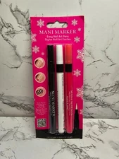 Nails Inc London Mani Marker Easy Nail Art Pens Black White & Pink Colors Sealed