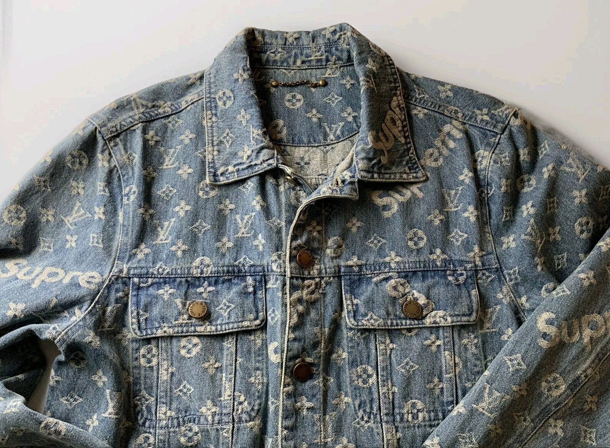 Supreme x Louis Vuitton Monogram Denim Jacket Men Size 38 | eBay Supreme x Louis Vuitton Monogram Denim Jacket Men Size 38 | eBay